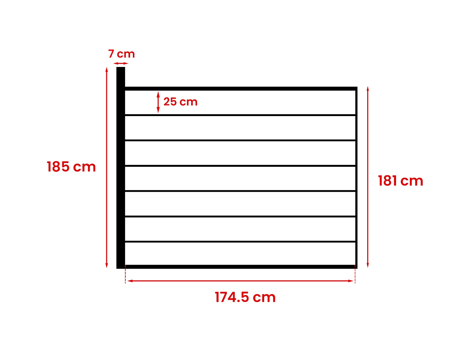 Vedação de pousar, altura 181 cm – Kit com 7 lâminas em compósito + 1 poste antracite – ENOLA
