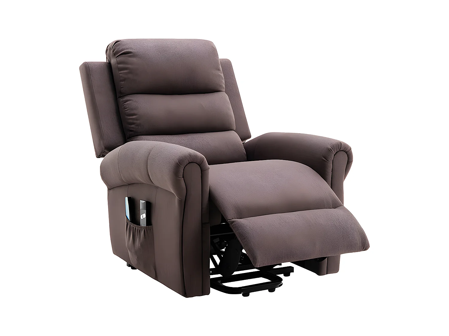 Fauteuil massant en tissu avec releveur électrique - Marron - LOVARI
