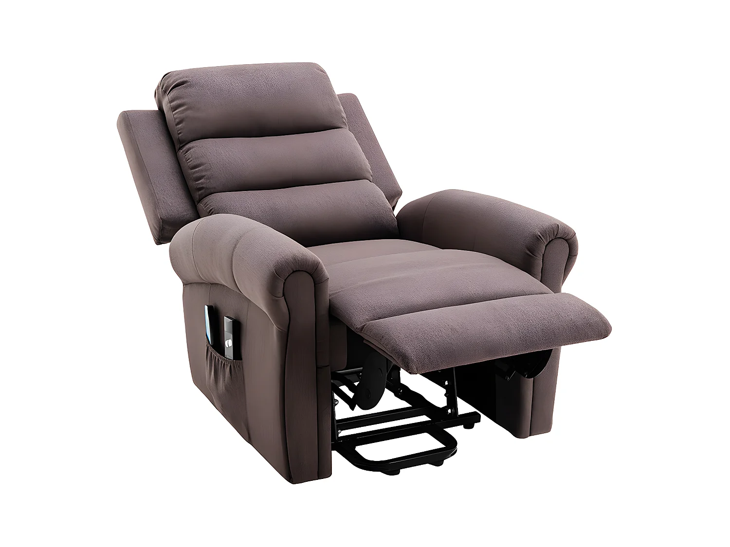 Fauteuil massant en tissu avec releveur électrique - Marron - LOVARI