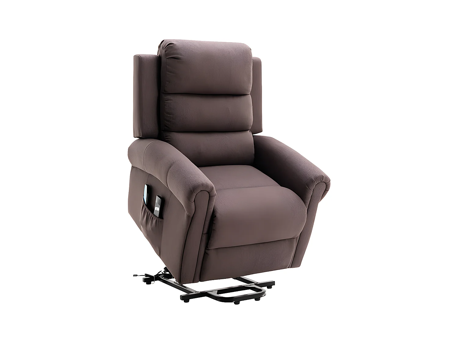Fauteuil massant en tissu avec releveur électrique - Marron - LOVARI