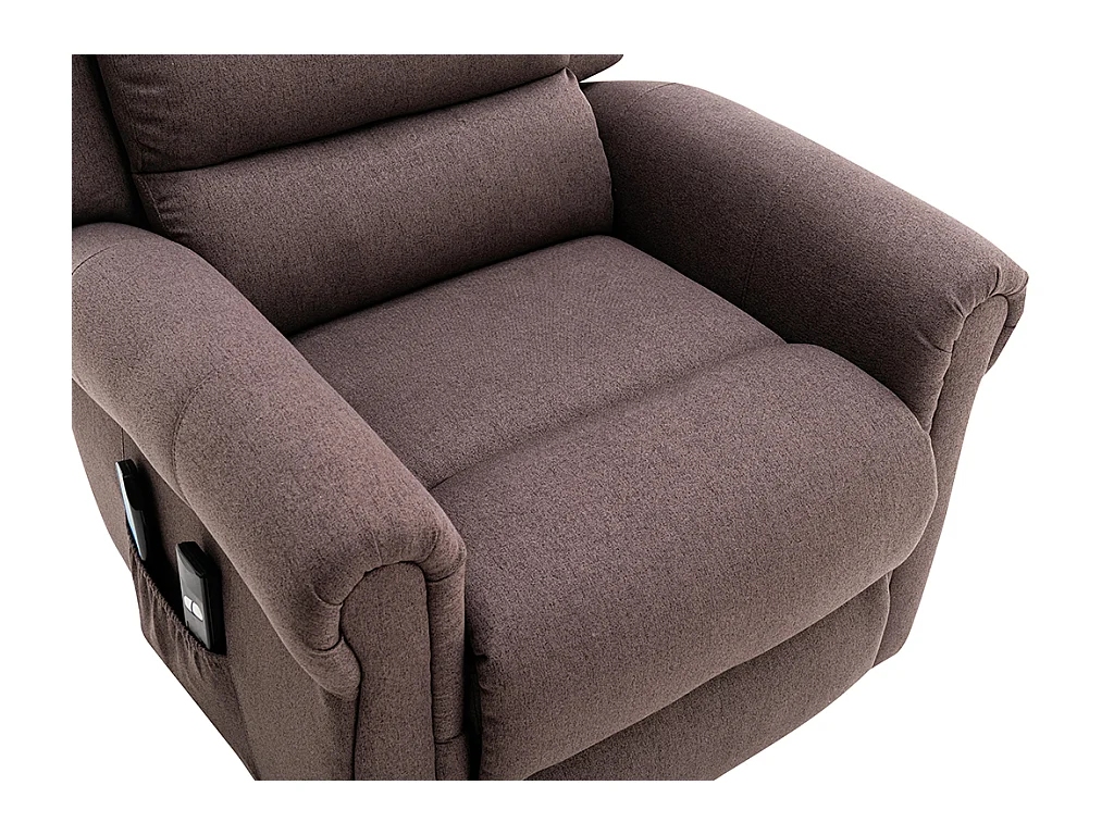 Fauteuil massant en tissu avec releveur électrique - Marron - LOVARI