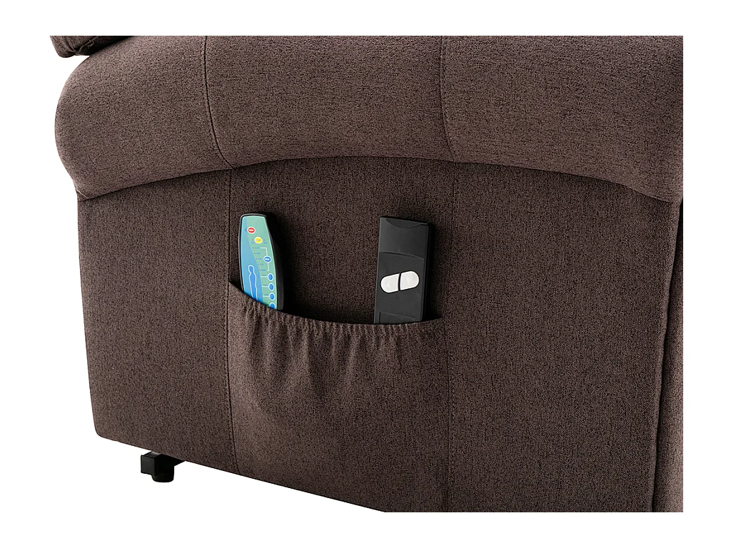 Fauteuil massant en tissu avec releveur électrique - Marron - LOVARI