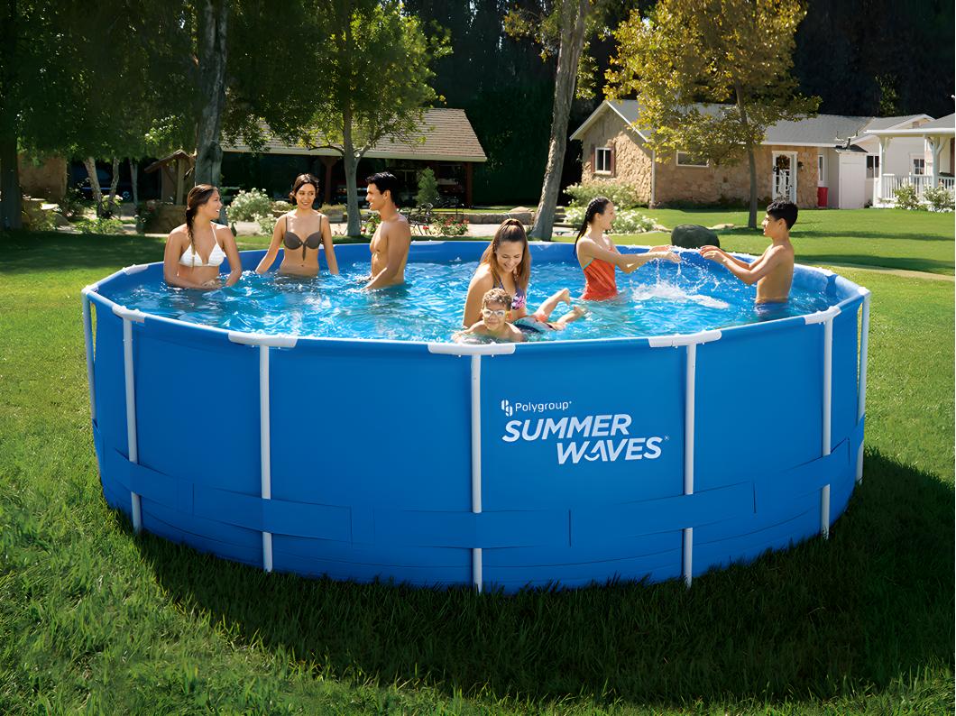 Piscina tubolare tonda + pompa di filtraggio con cartuccia D457 x H122 cm Blu - LACANAU