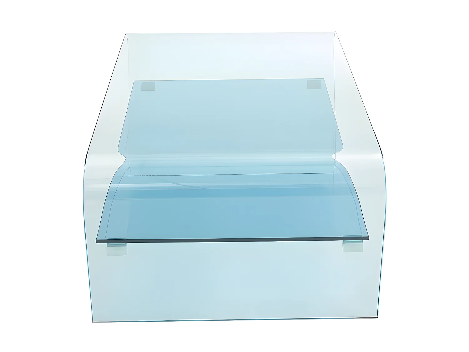 Mesa de centro em vidro temperado e prateleira lacada a azul - KELLY