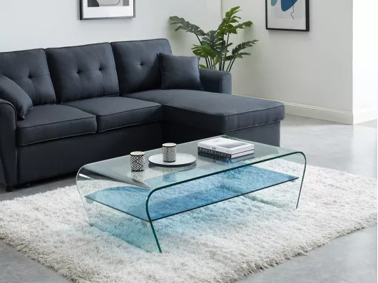 Kauf Unique Couchtisch mit Ablage - Glas - Blau - KELLY