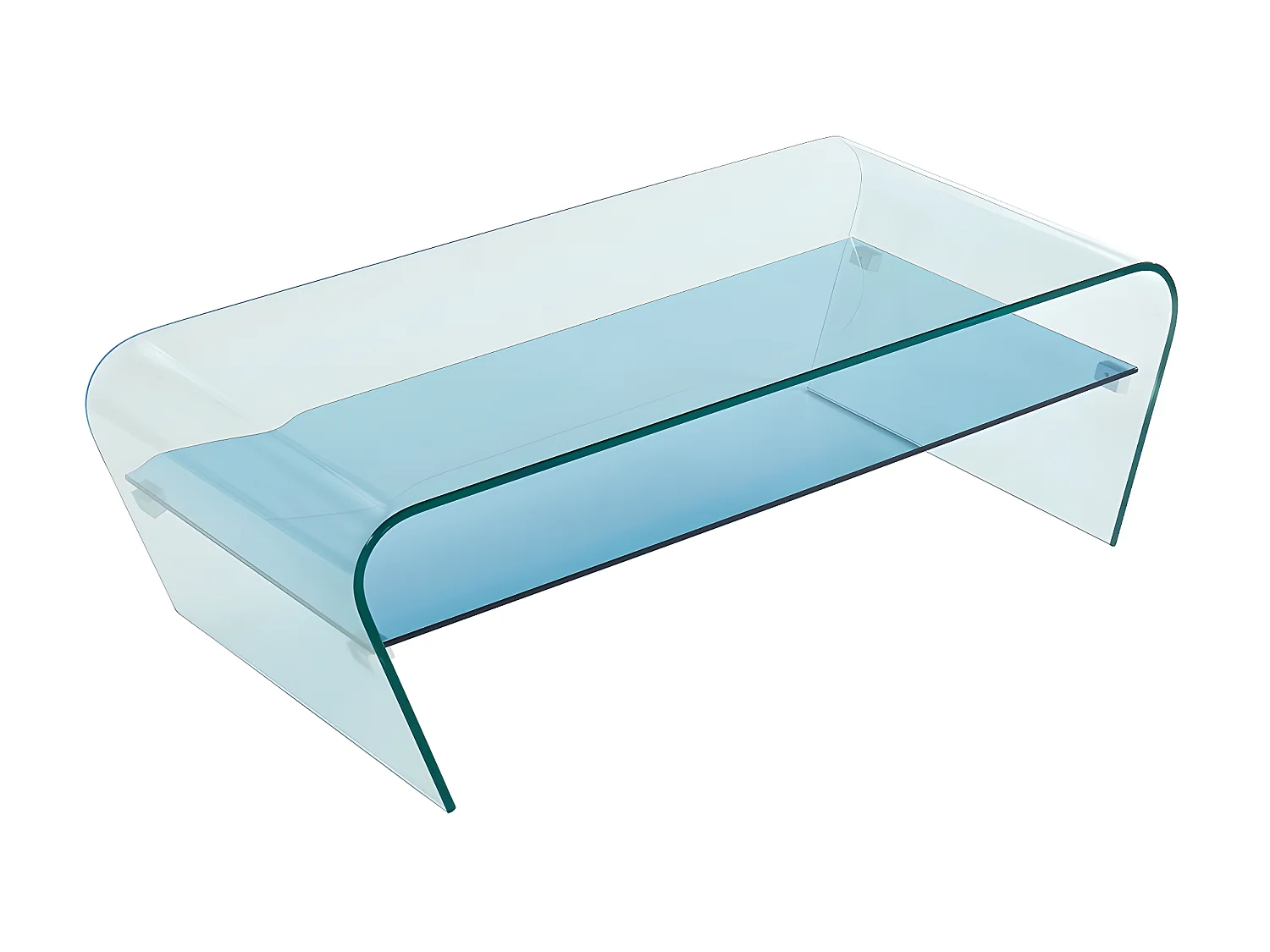 Tavolino Vetro temperato Ripiano Blu laccato - KELLY