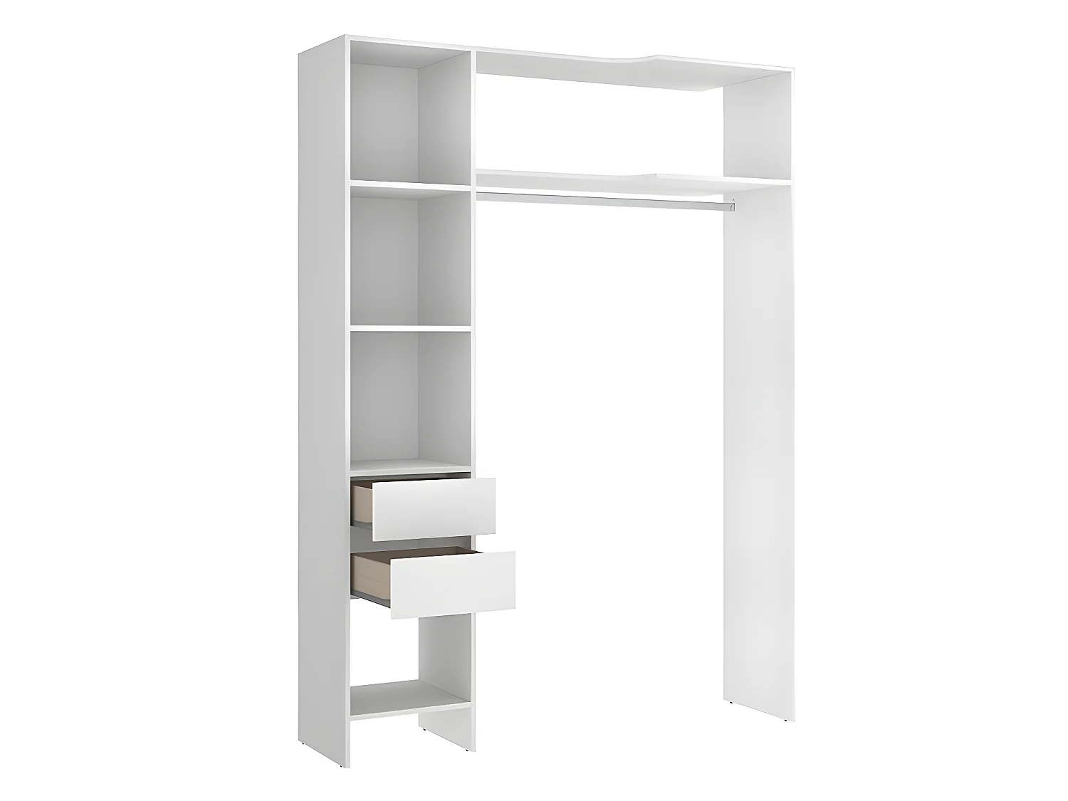 Eckkleiderschrank Kleiderschranksystem - B. 164/214 cm - Weiß & Grau - GONTRAN