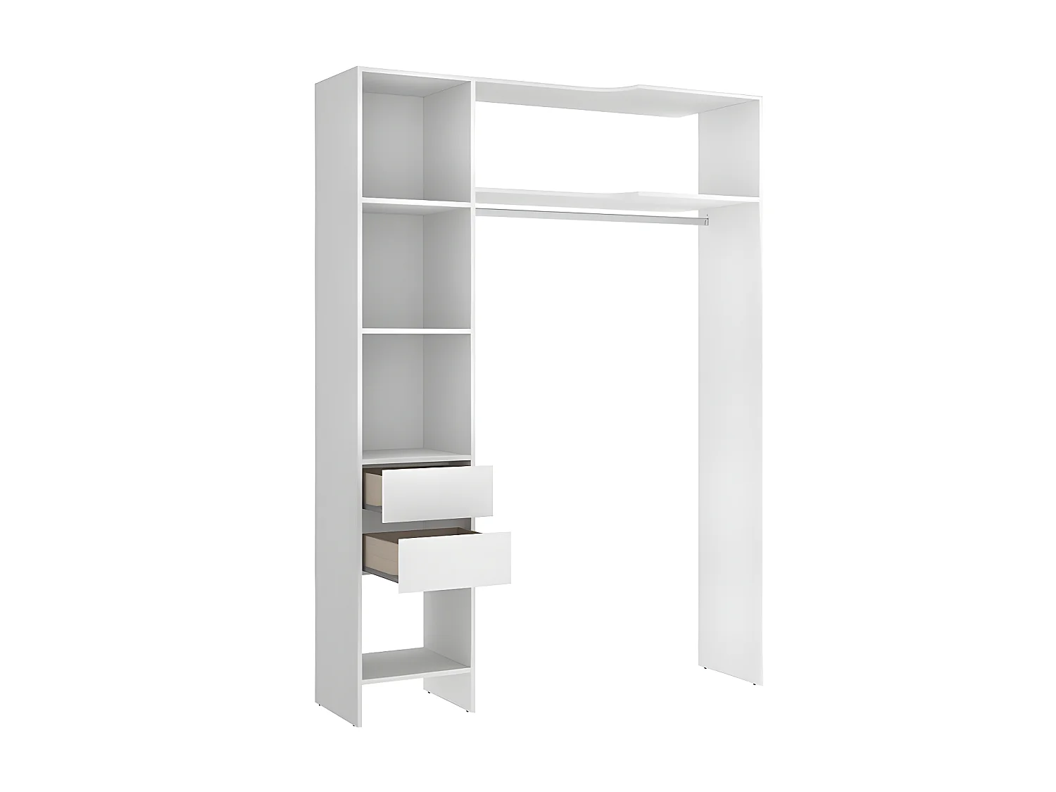 Dressing d'angle extensible GONTRAN - L164/214 cm - Blanc et gris