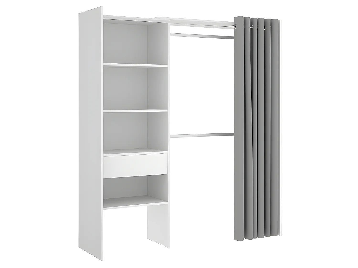 Justerbar hjørnegarderobesskab GONTRAN - L164/214 cm - Hvid og grå