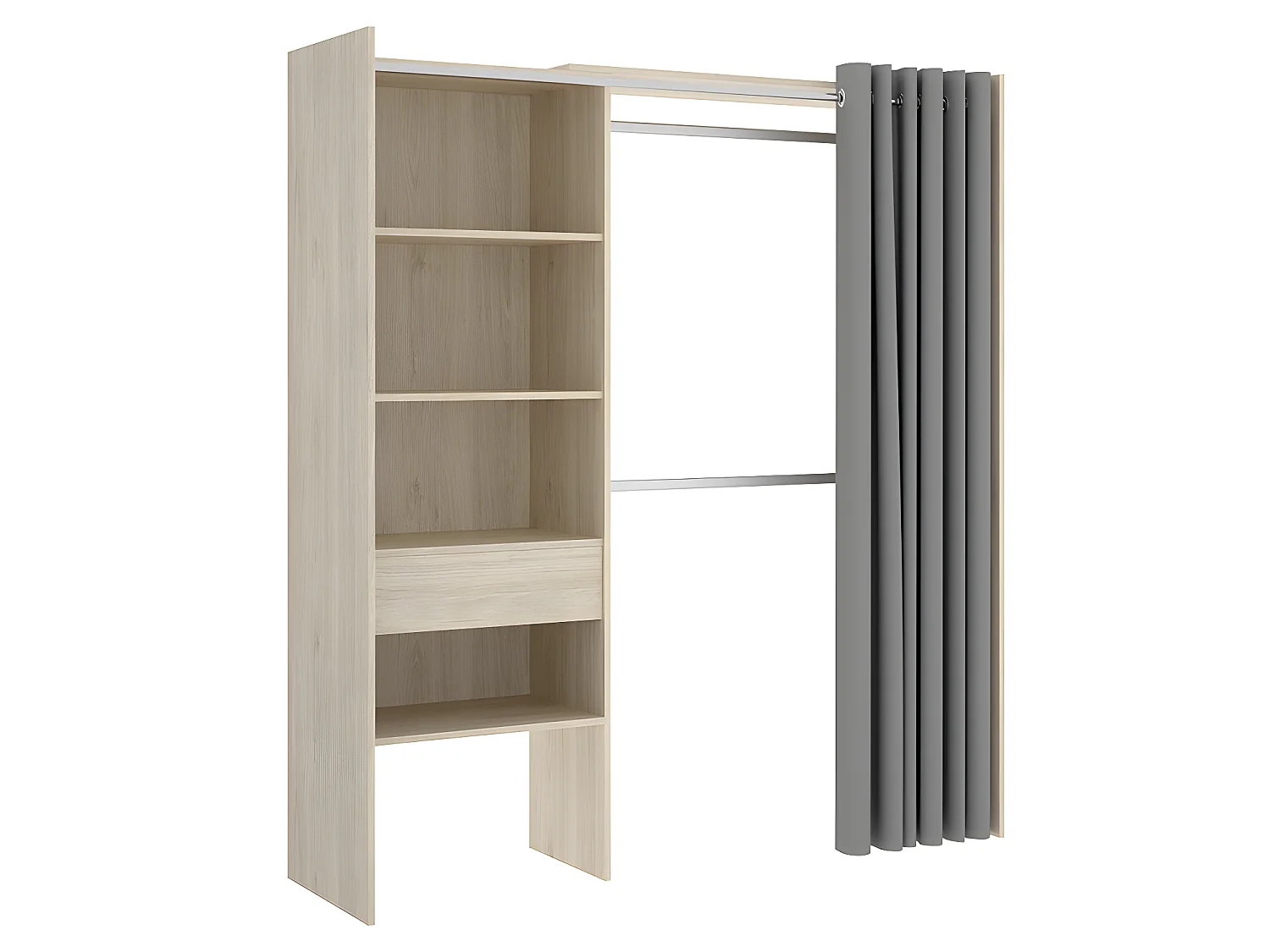 Armadio guardaroba angolare allungabile L164/214 cm Rovere e Grigio - GONTRAN