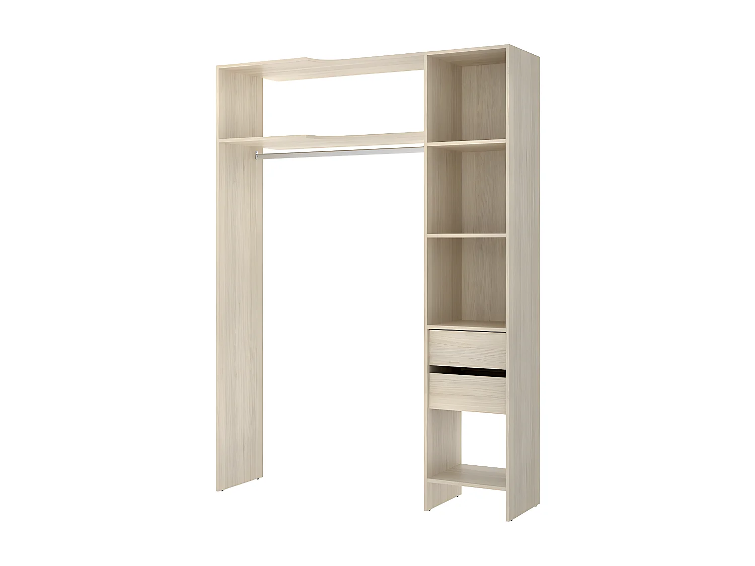 Armario ropero angular y extensible GONTRAN - Ancho 164/214 cm - roble y gris