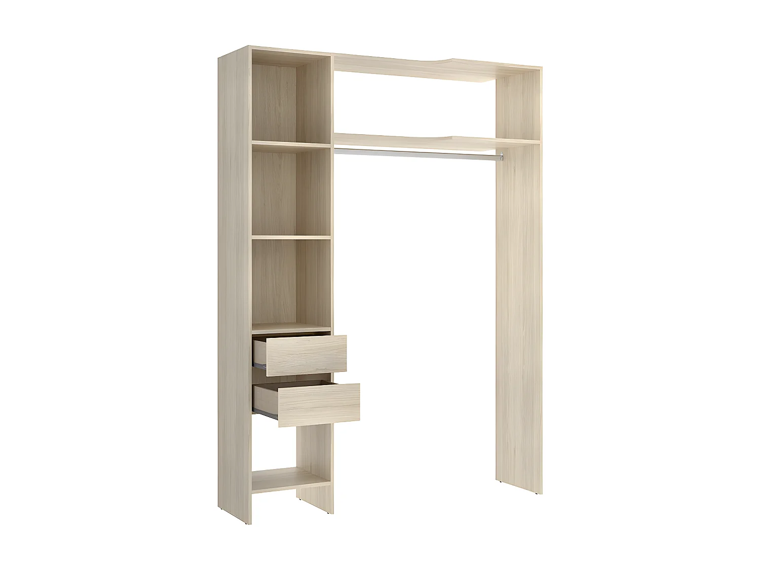 Armario ropero angular y extensible GONTRAN - Ancho 164/214 cm - roble y gris