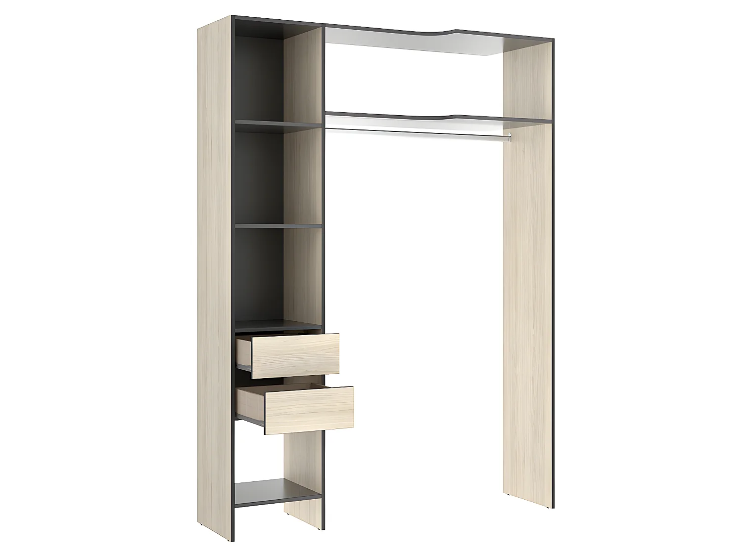 Dressing d'angle extensible GONTRAN - L164/214 cm - Chêne et anthracite