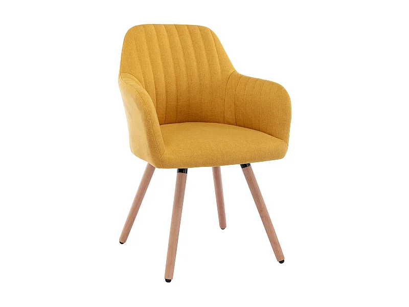 Silla con brazos - Tela y metal efecto madera - Amarillo - ELEANA