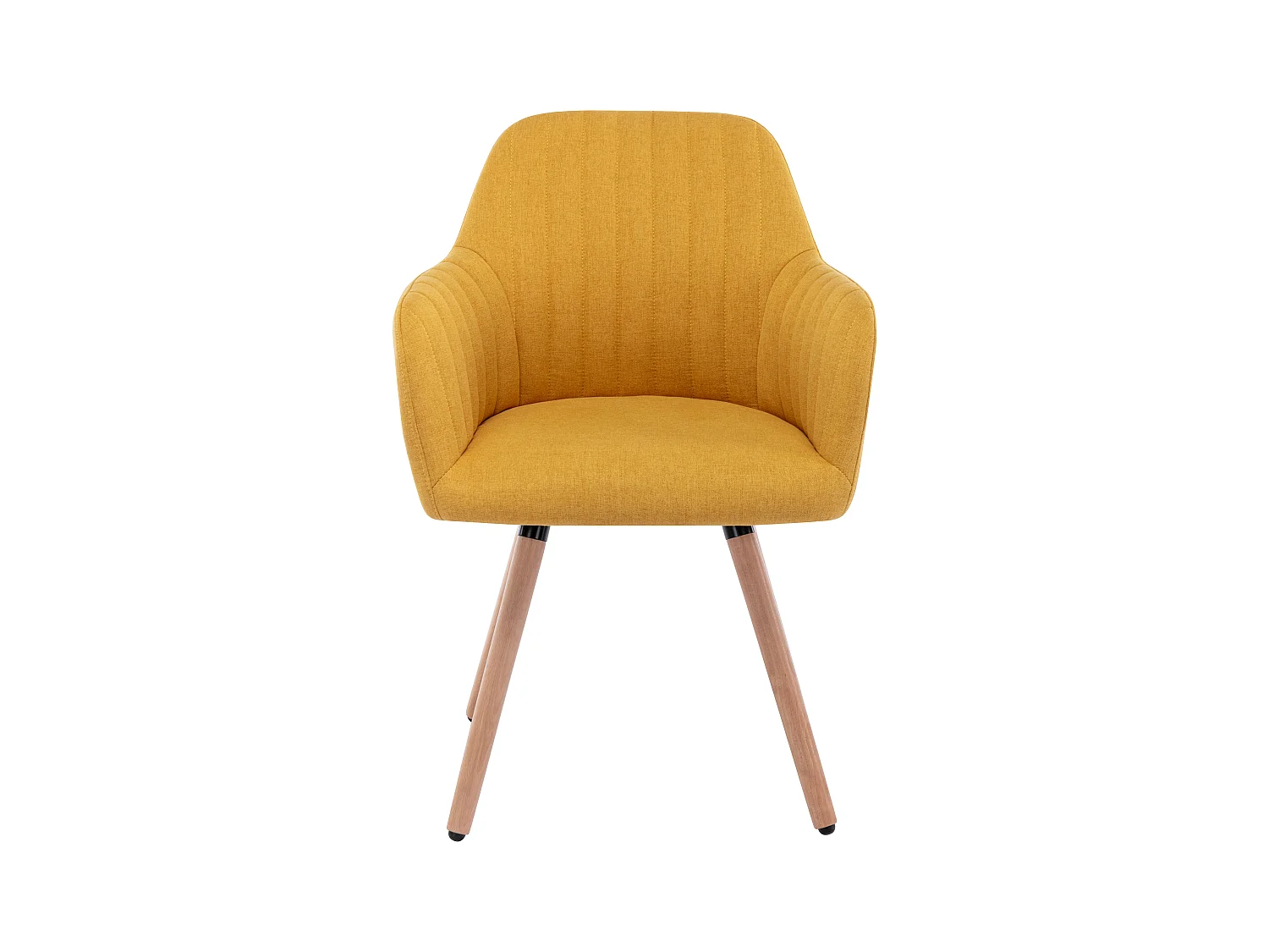 Chaise avec accoudoirs - Tissu et pieds bois de hêtre - Jaune - ELEANA