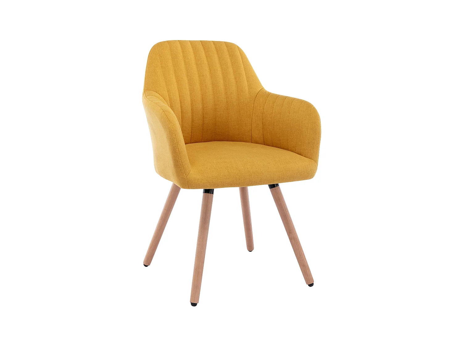 Chaise avec accoudoirs - Tissu et pieds bois de hêtre - Jaune - ELEANA