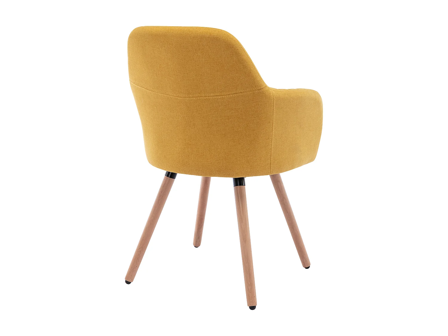 Chaise avec accoudoirs - Tissu et pieds bois de hêtre - Jaune - ELEANA