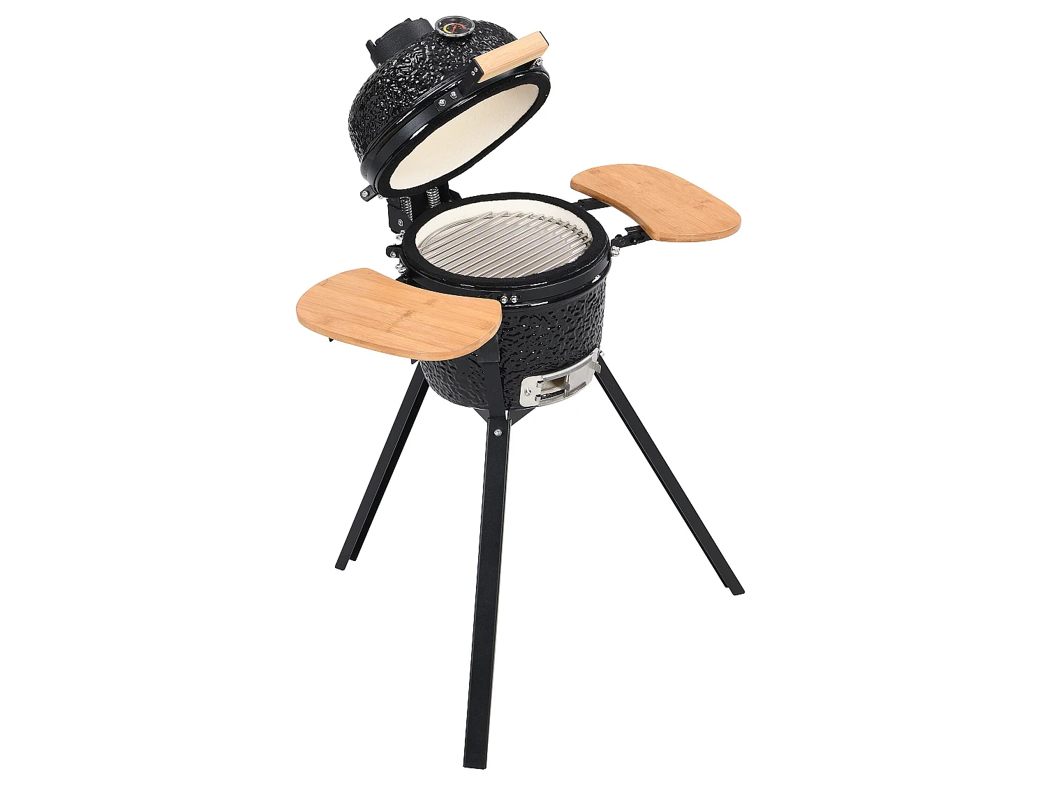 Barbecue kamado à charbon en céramique et bambou 32 x 52 x 94 cm - ERIKO