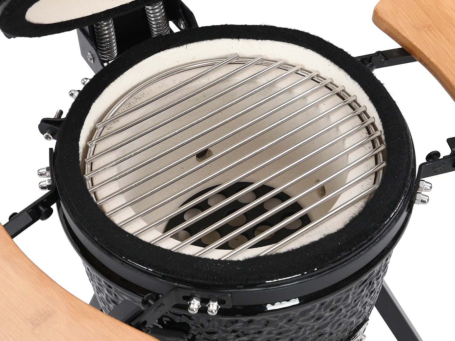 Barbecue kamado à charbon en céramique et bambou 32 x 52 x 94 cm - ERIKO