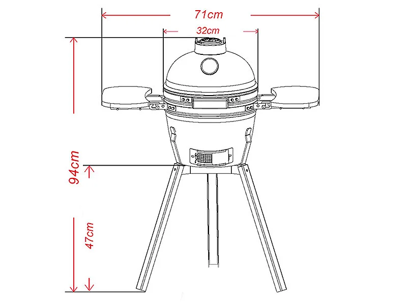 Barbecue kamado à charbon en céramique et bambou 32 x 52 x 94 cm - ERIKO