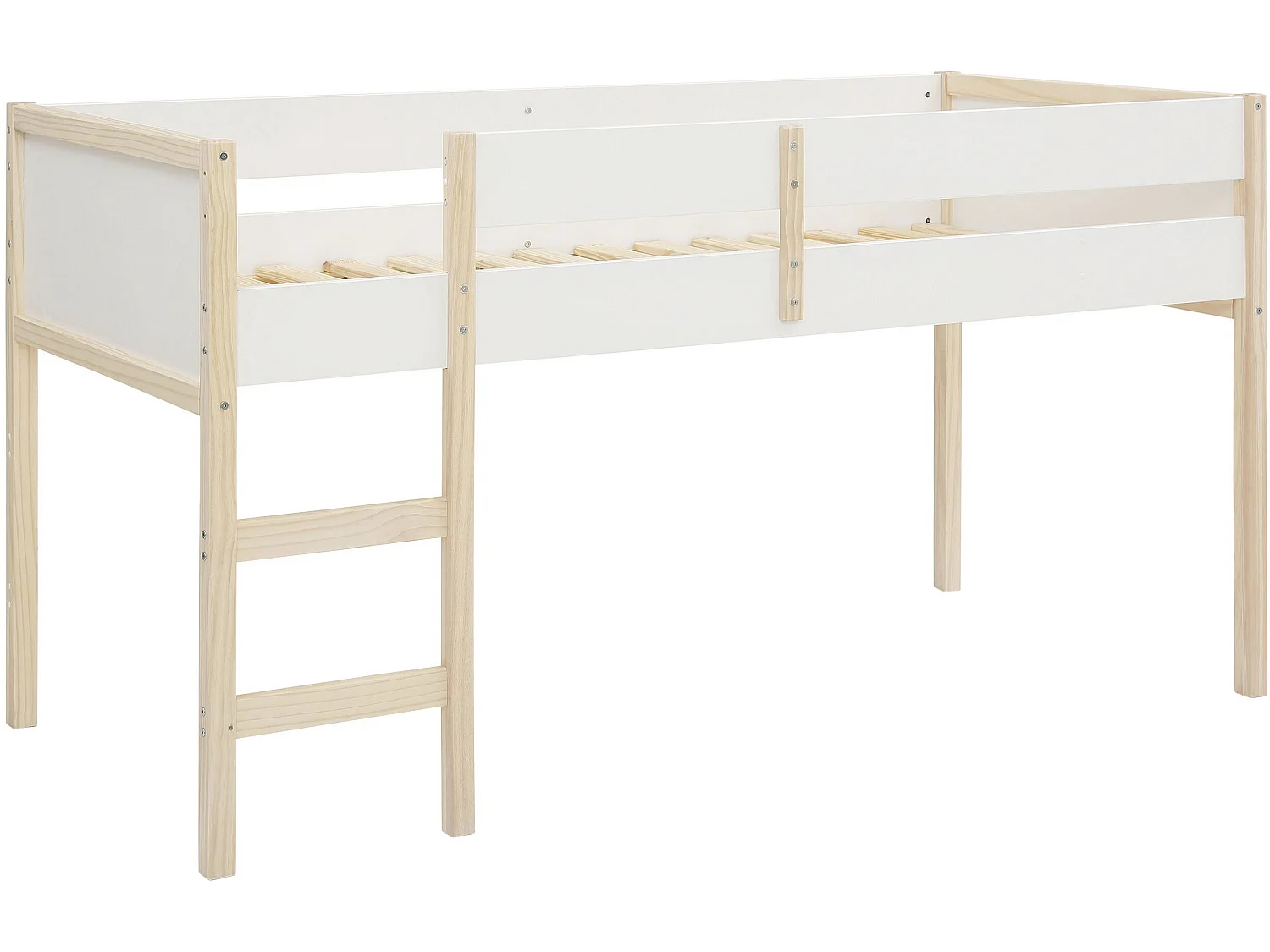 Square Line|Lit surélevé 90x200 cm Blanc en bois