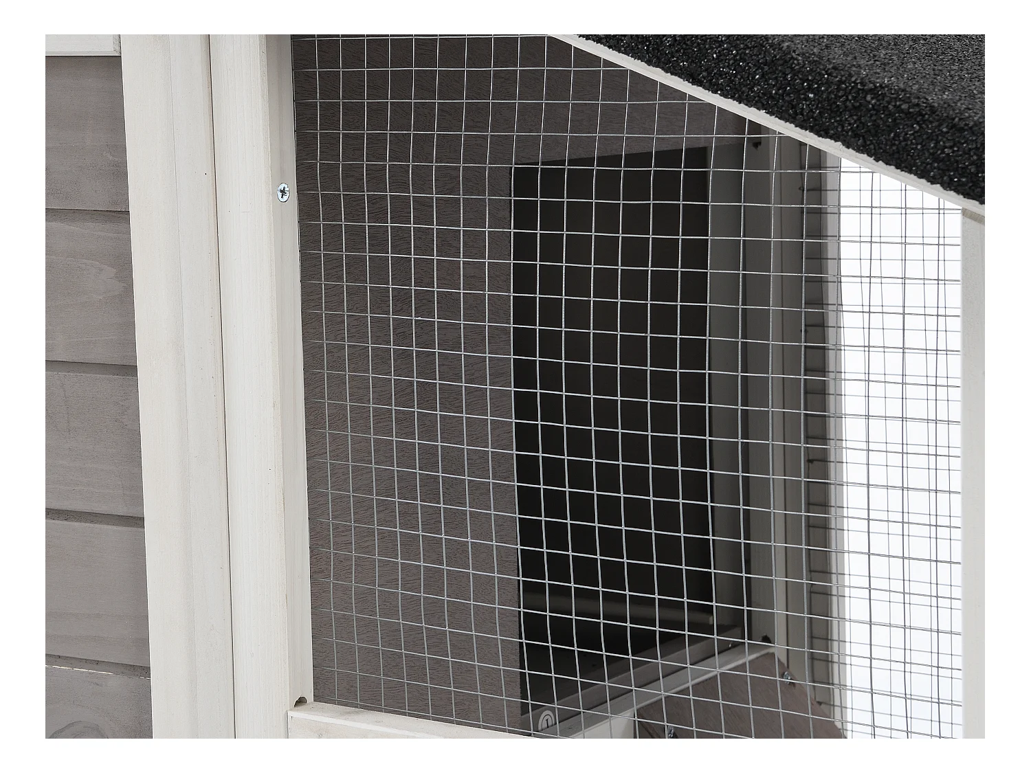 Hønsehus i træ med indhegning til 4 høns i hvid og grå 173 × 64 × 108 cm LEVAS