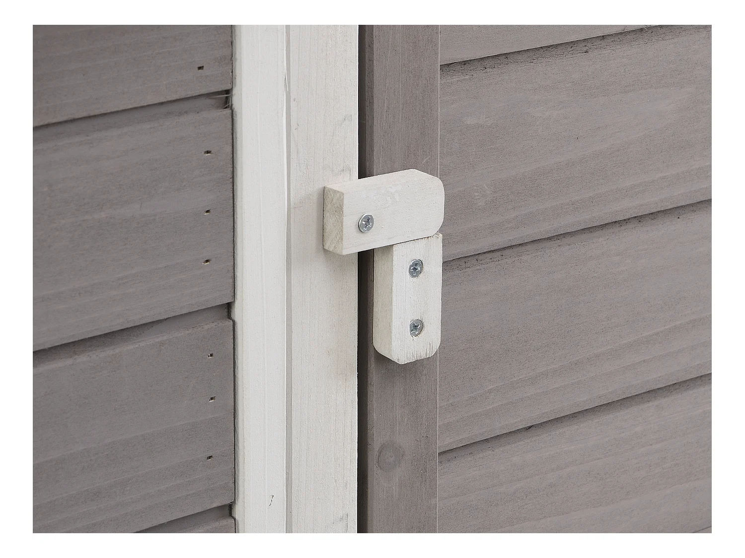 Hønsehus i træ med indhegning til 4 høns i hvid og grå 173 × 64 × 108 cm LEVAS