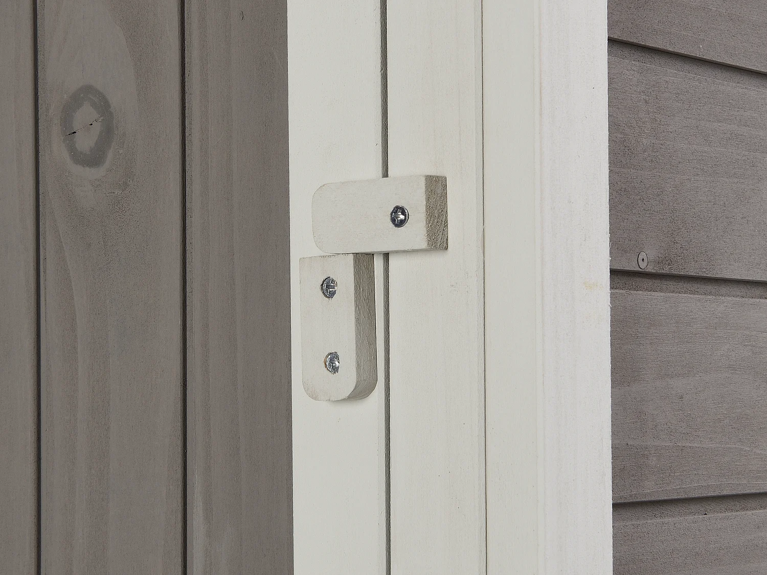 Poulailler en bois avec enclos - 10 poules - L. 266 x P. 174 x H. 205 cm - Blanc et gris - FERAS