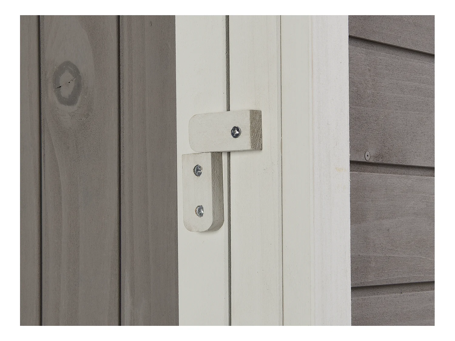 Poulailler en bois avec enclos - 10 poules - L. 266 x P. 174 x H. 205 cm - Blanc et gris - FERAS