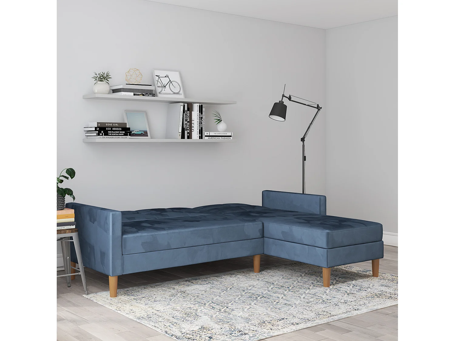 Sofá cama en forma de L Lilly stor Azul