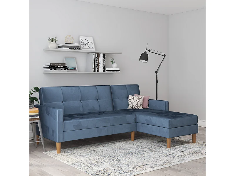 Lilly stor L-vorm slaapbank blauw