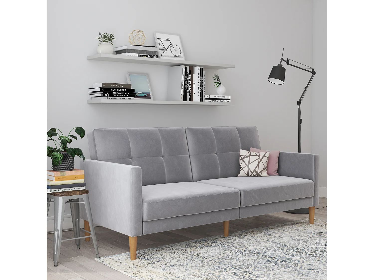 Lilly 3-zits slaapbank Lichtgrijs