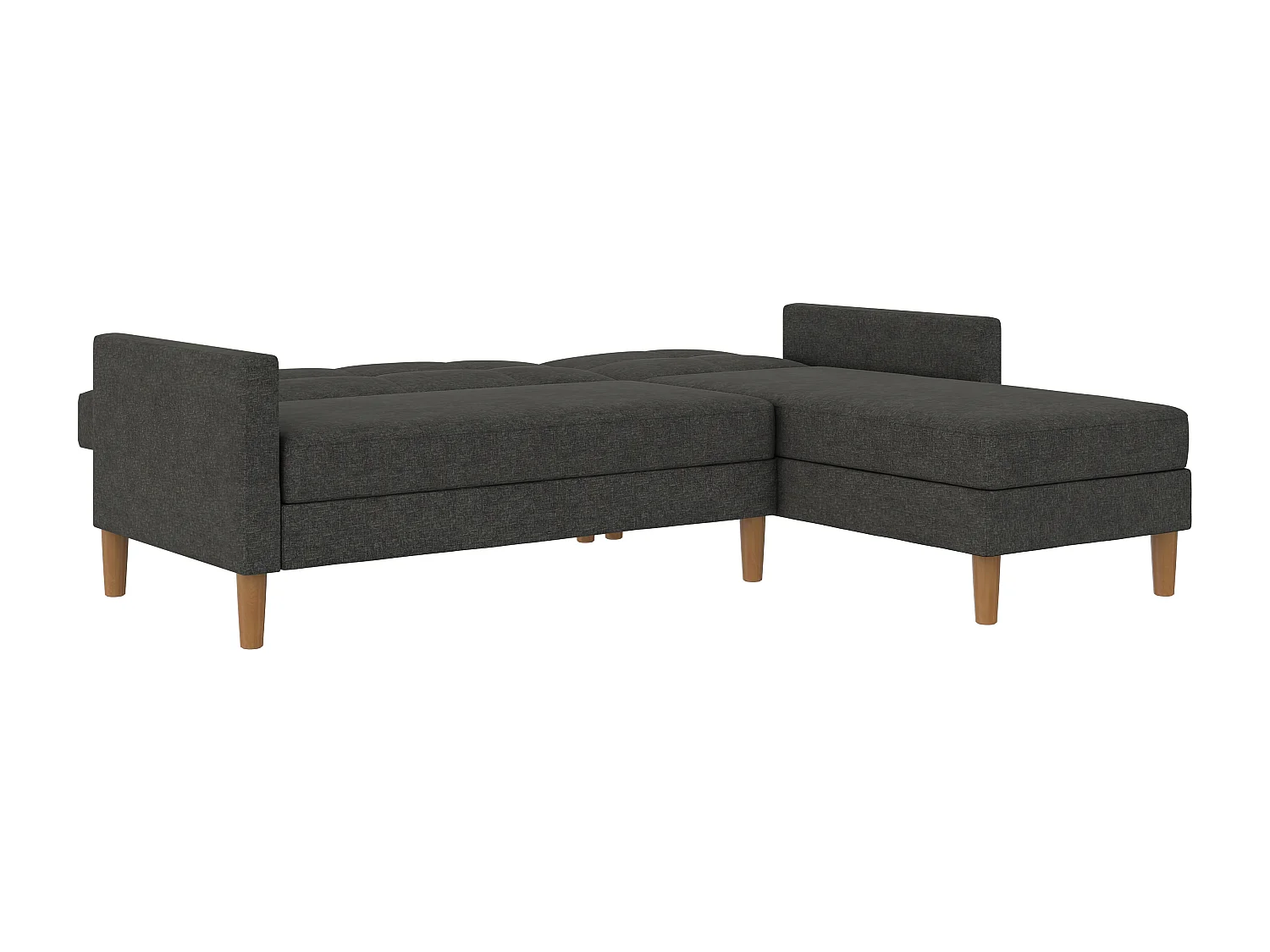 Lilly|Canapé-lit 3 places avec rangement en effet lin anthracite