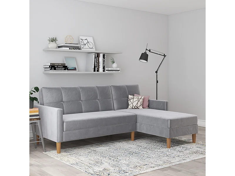 Lilly stor L-vorm slaapbank lichtgrijs