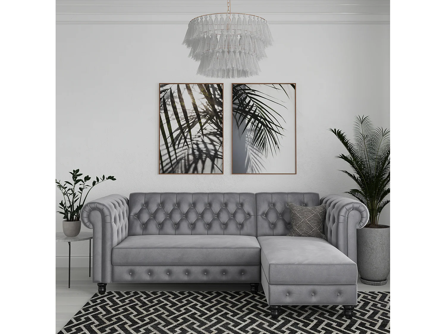 Felix L-vormige slaapbank lichtgrijs