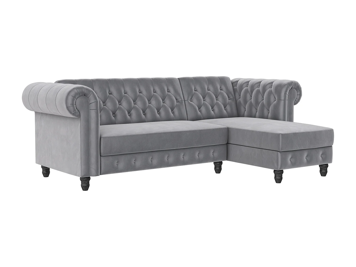 Felix|Canapé clic-clac d'angle 3 places en velours gris