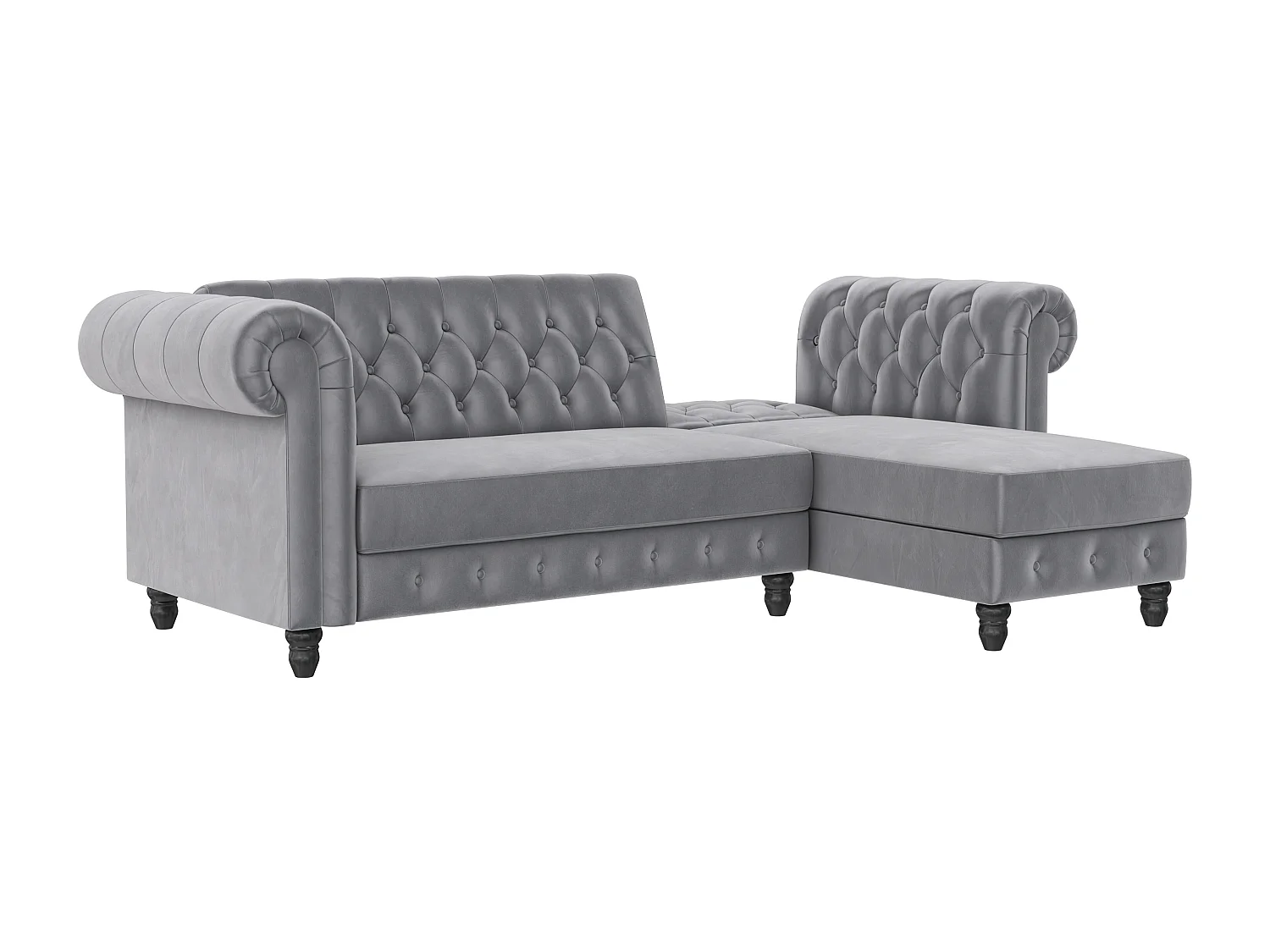 Felix|Canapé clic-clac d'angle 3 places en velours gris