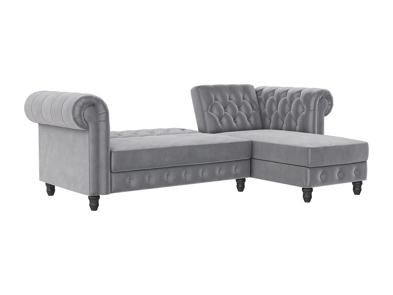 Felix|Canapé clic-clac d'angle 3 places en velours gris