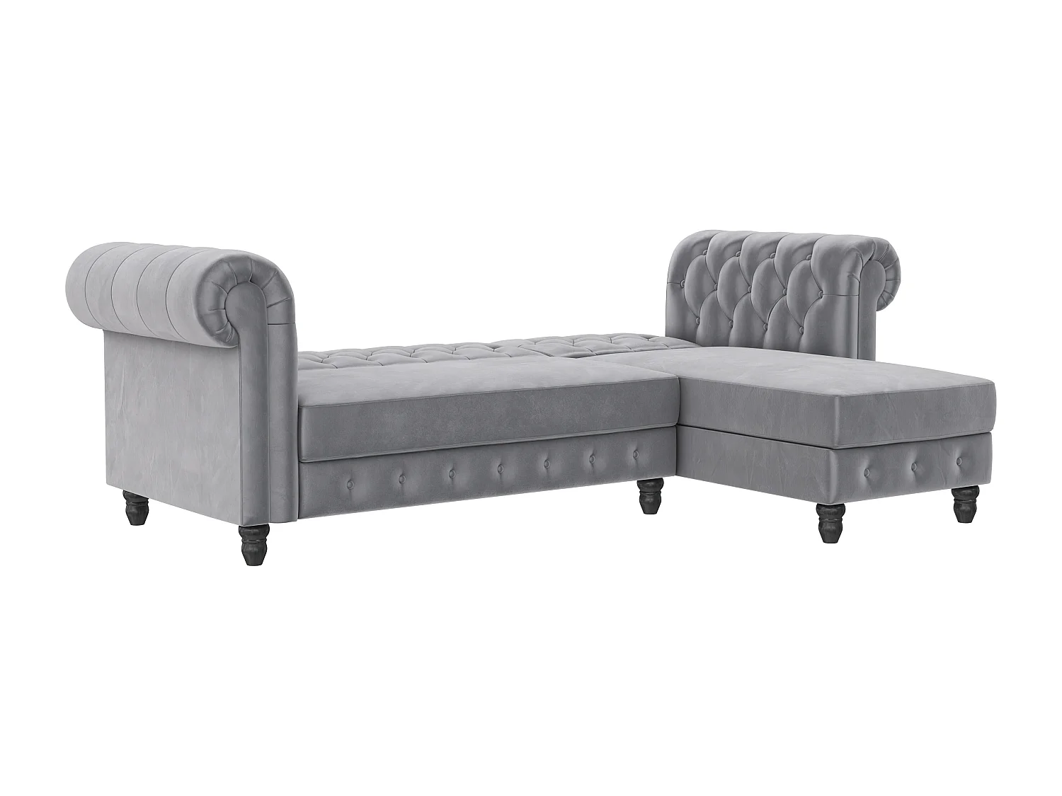 Felix|Canapé clic-clac d'angle 3 places en velours gris