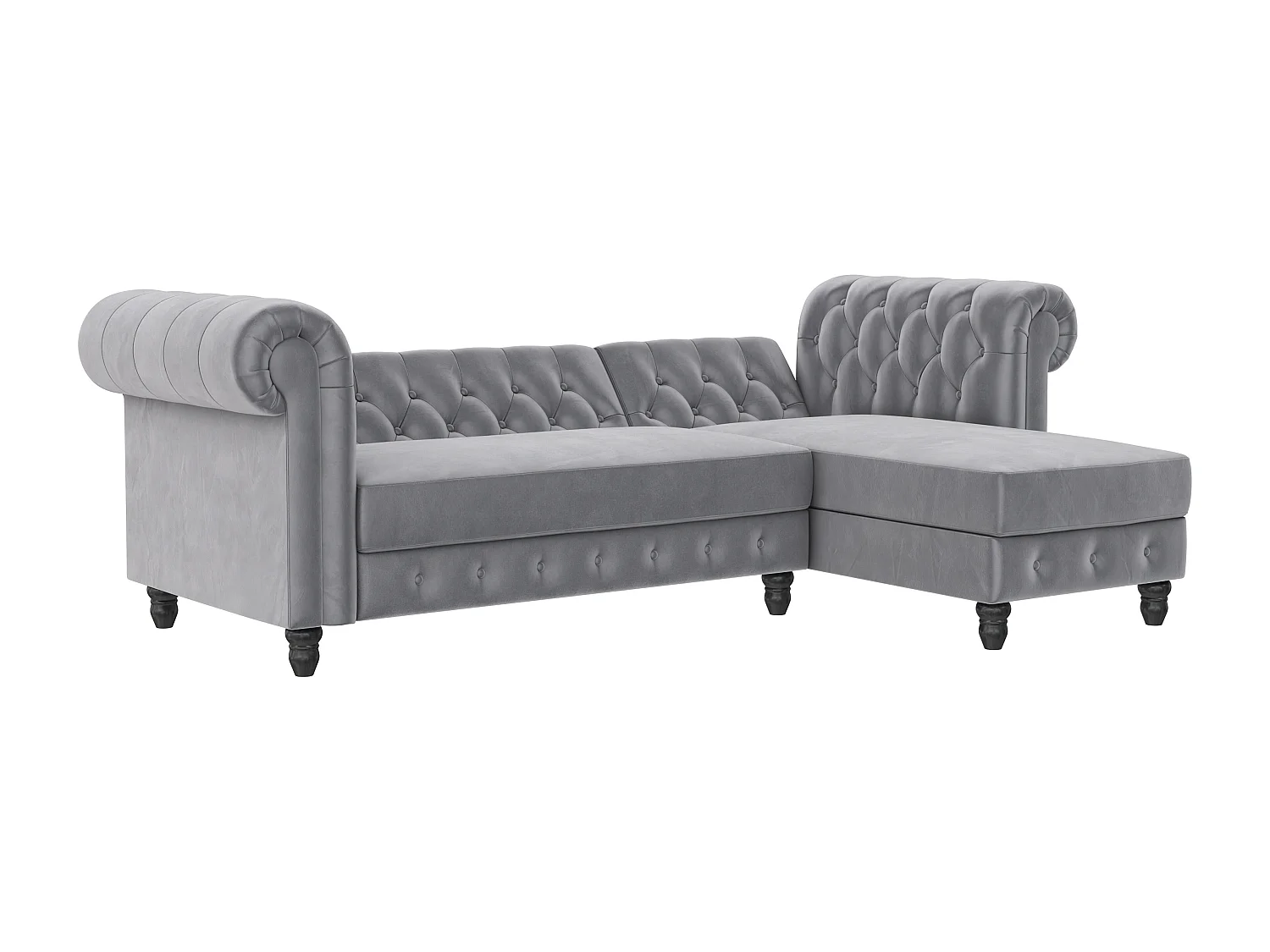 Felix|Canapé clic-clac d'angle 3 places en velours gris