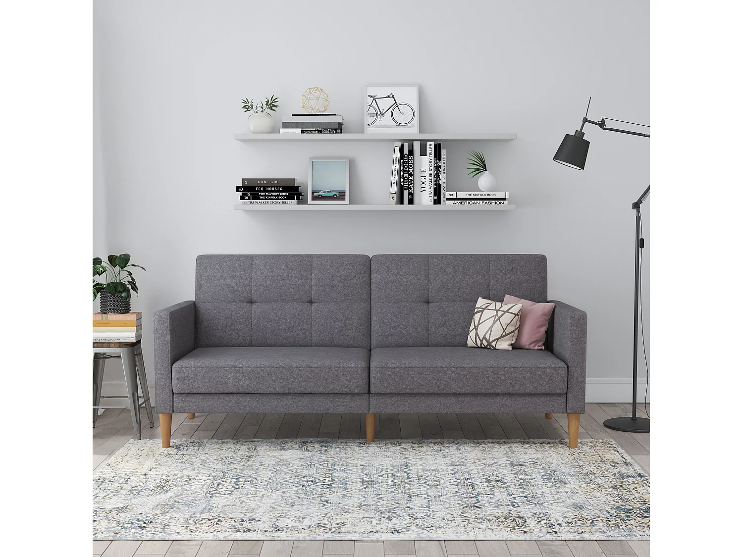 Lilly 3-zits slaapbank lichtgrijs