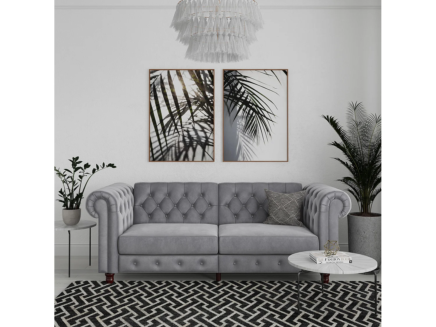 Felix | Sofá-cama de 3 lugares em veludo cinzento claro