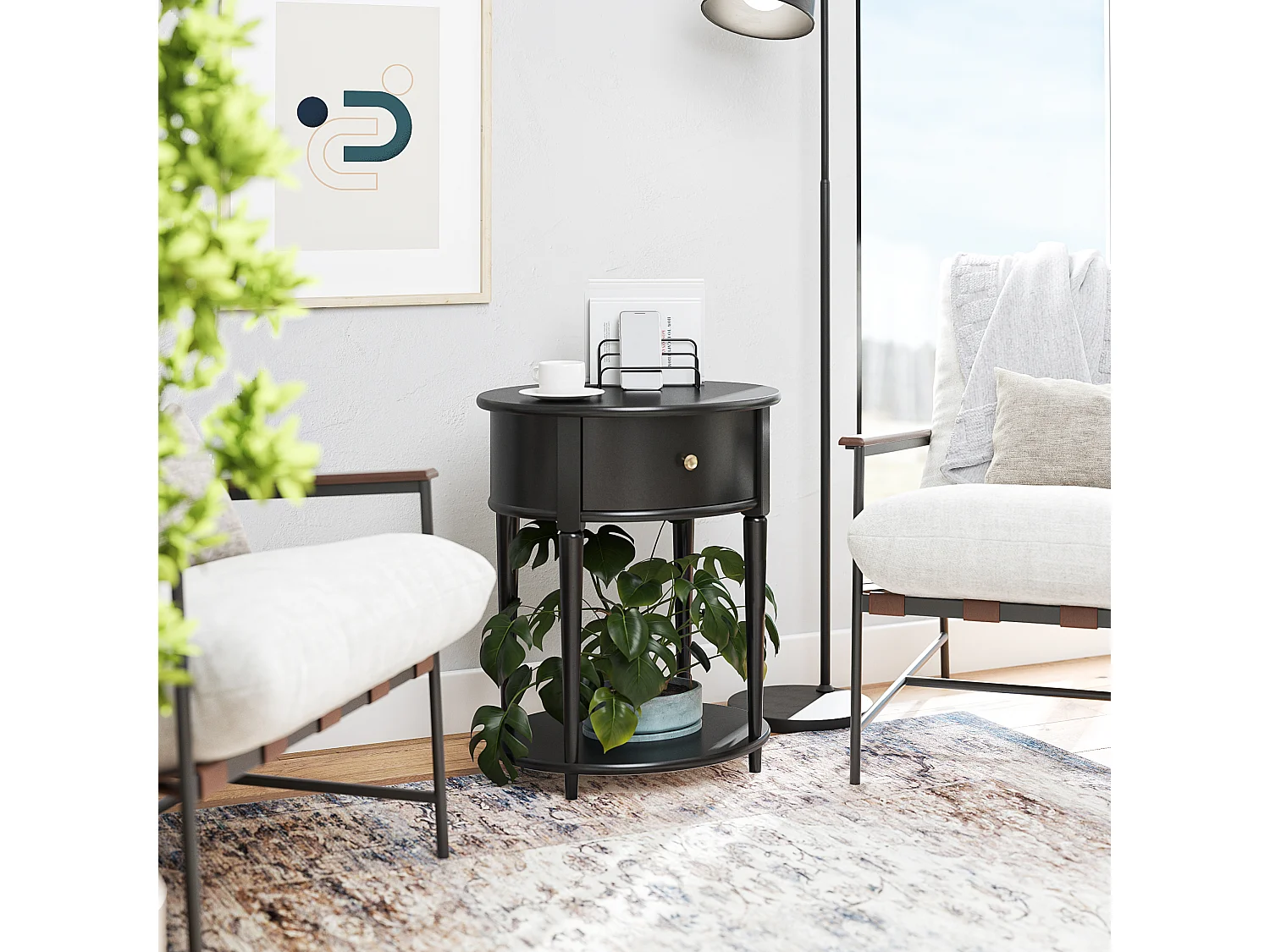 Aurora bijzettafel. Zwart