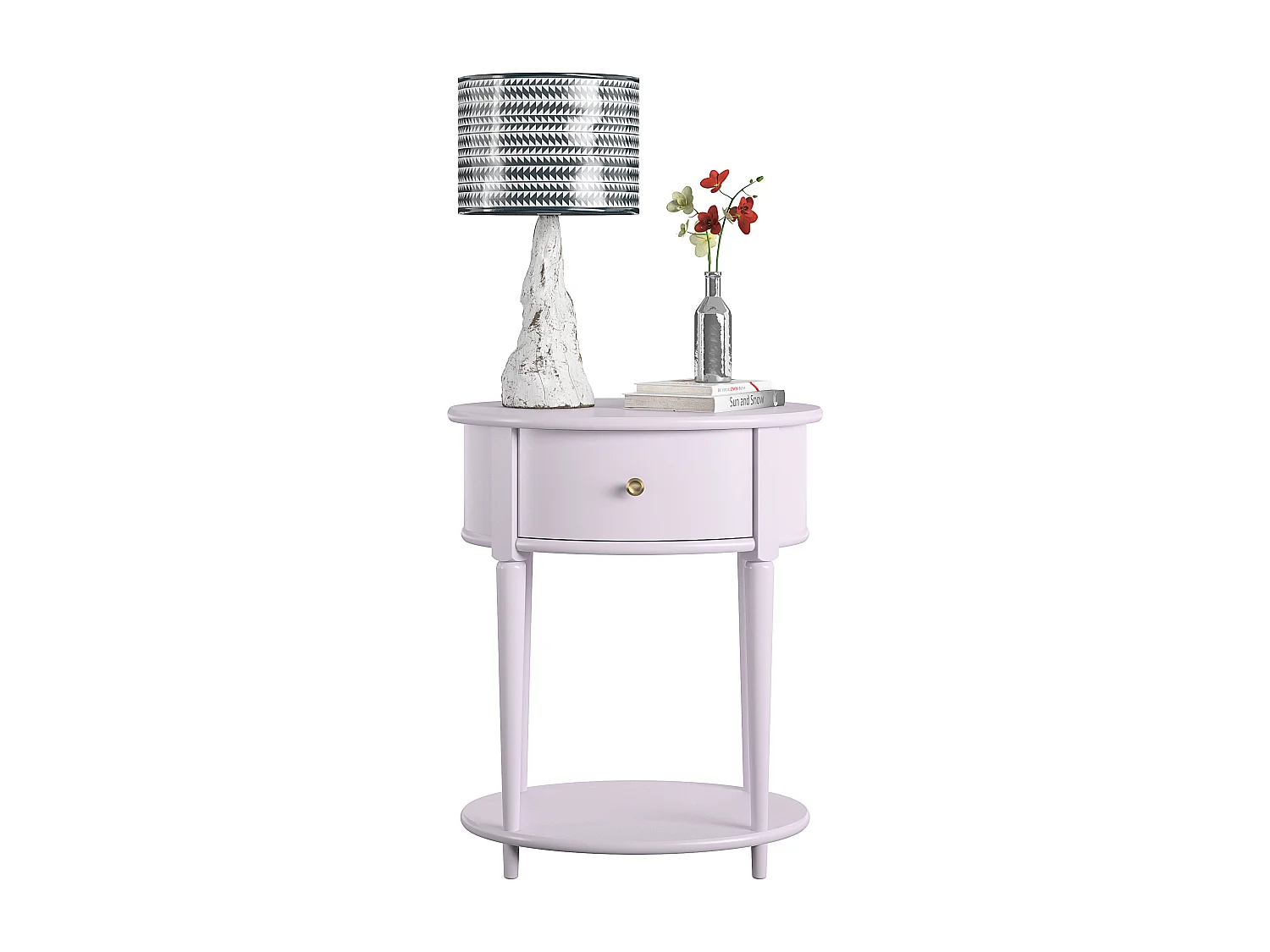 Aurora|Table d'appoint avec 1 tiroir en effet bois violet