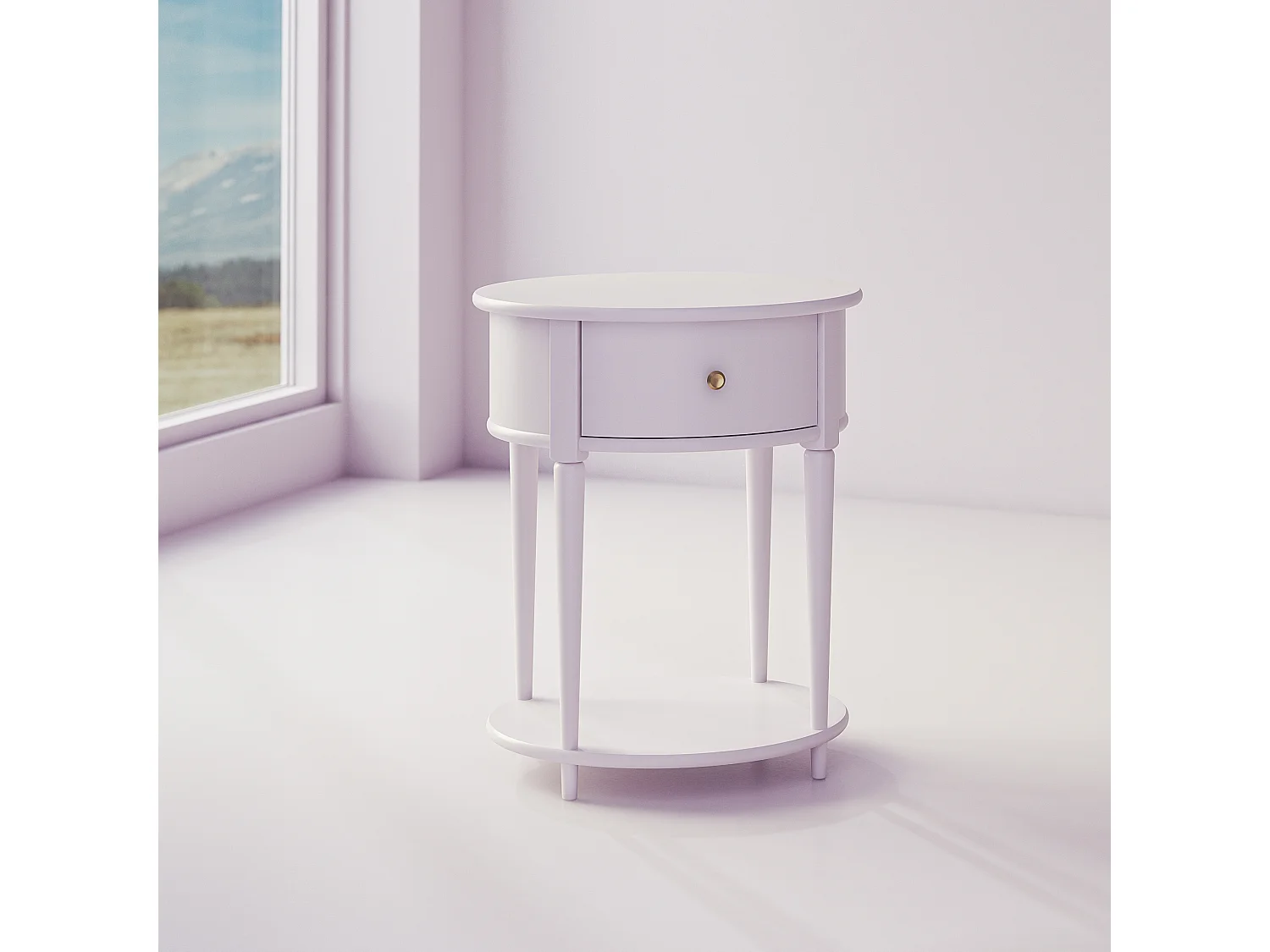 Aurora|Table d'appoint avec 1 tiroir en effet bois violet