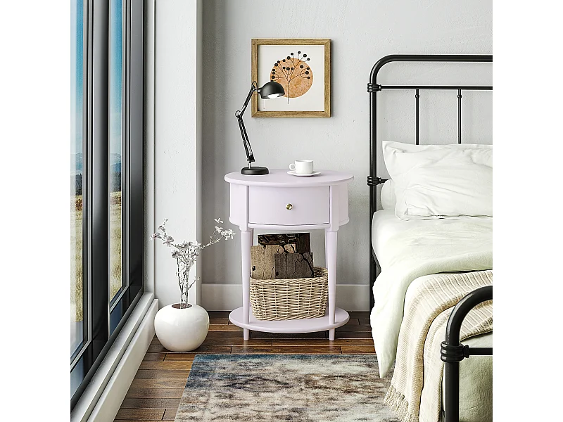 Aurora|Table d'appoint avec 1 tiroir en effet bois violet