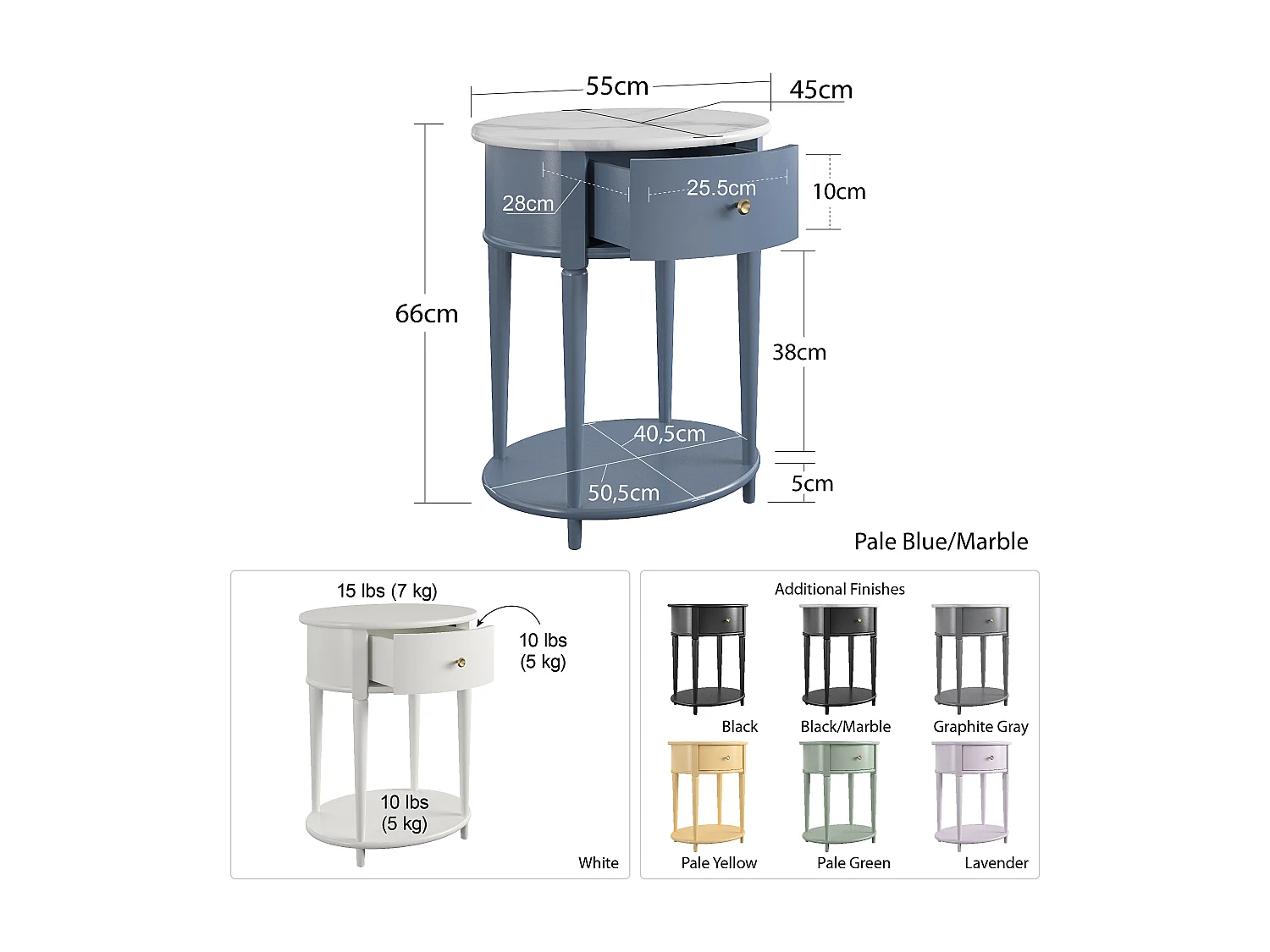 Aurora bijzettafel. Wit