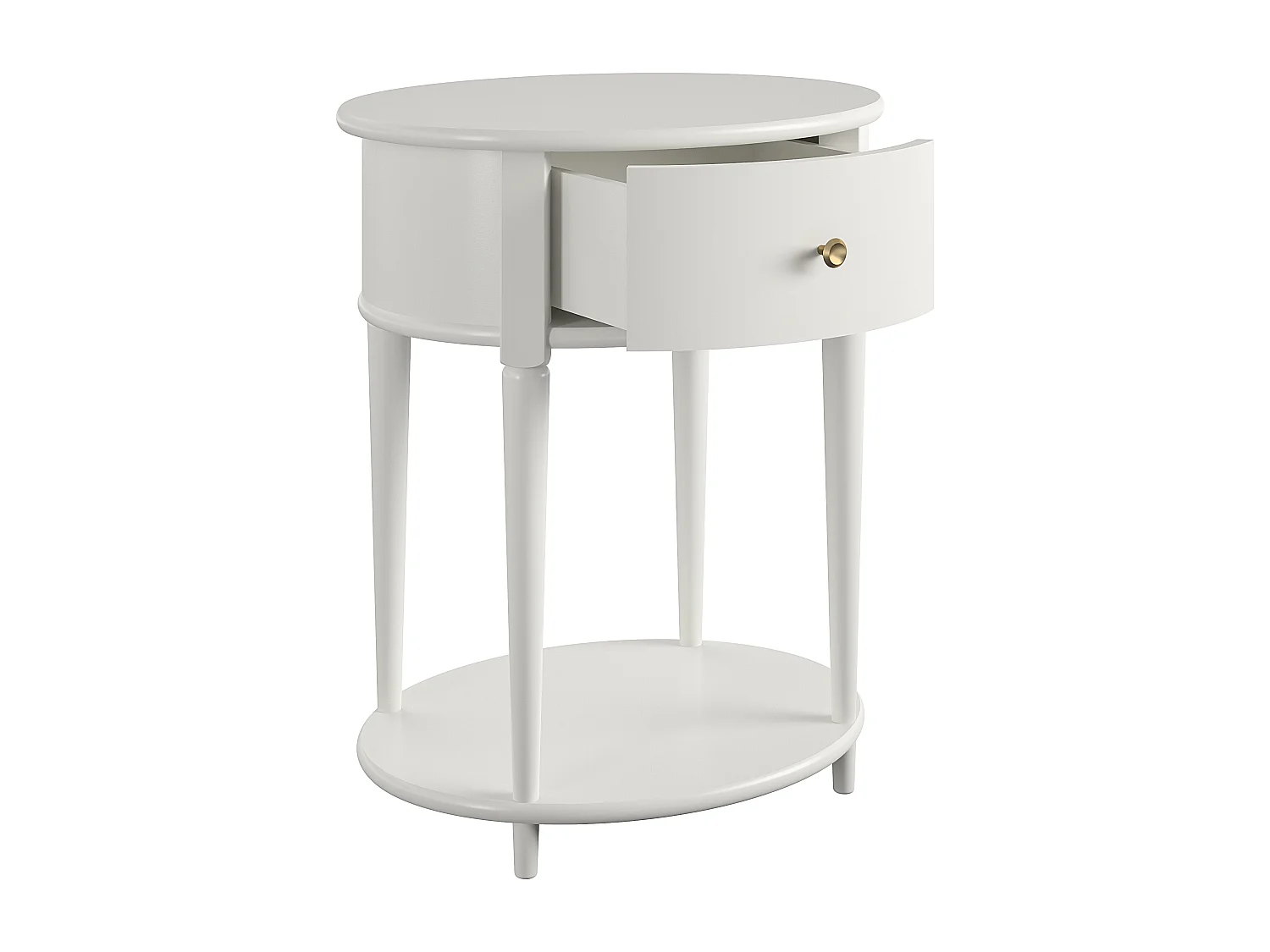 Aurora|Table d'appoint avec 1 tiroir en effet bois blanc