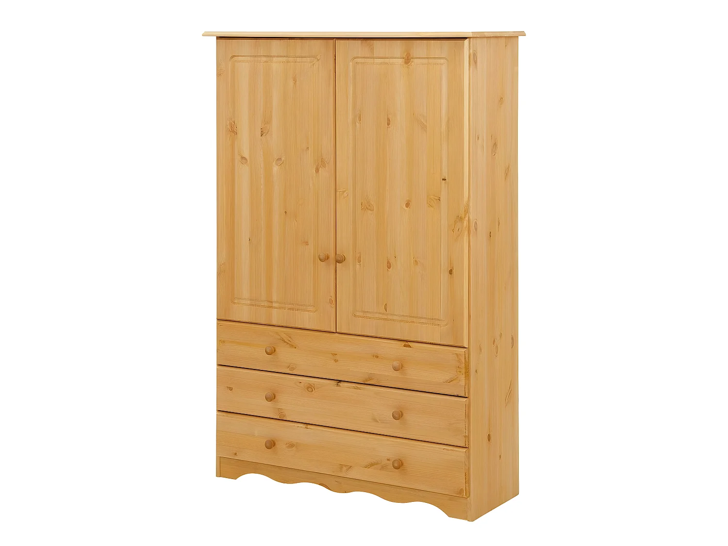 Minik|Armoire avec 2 portes en 3 tiroirs en pin