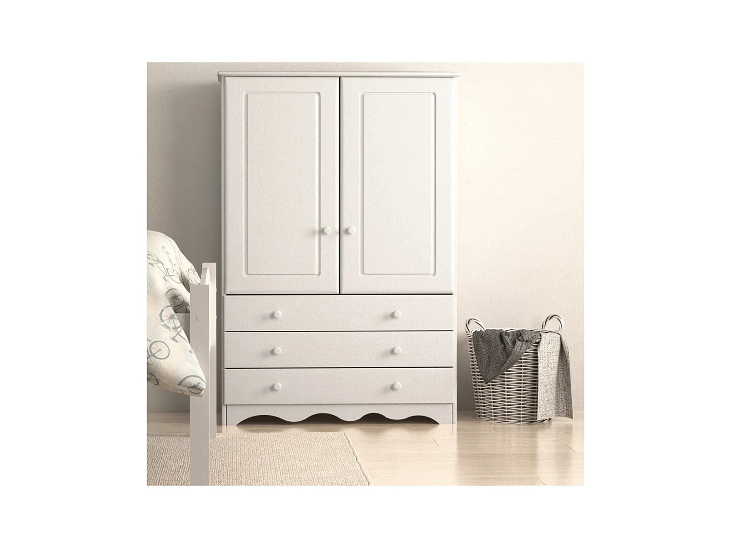 Minik Armario Lino 2 Puertas 3 Cajones Blanco